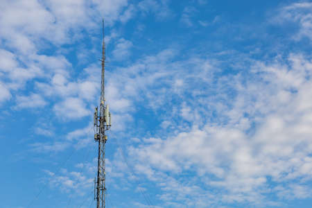 towers and antennas 5g. Background with copy space for text or inscriptions.の写真素材