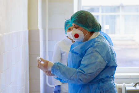 Real voluntary vaccination. March 2, 2021, Balti Moldova, Illustrative editorial. Background with...