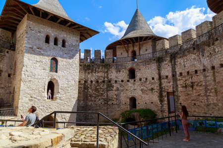 Tourists in the Stefan cel Mare fortress. The main attraction of the city and country. Illustrative...
