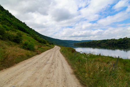 Country road. Background with copy space for text or inscriptions.の写真素材