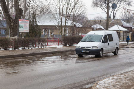 January 20, 2021 Balti or Beltsy Moldova, Bad roads in winter. Illustrative editorial