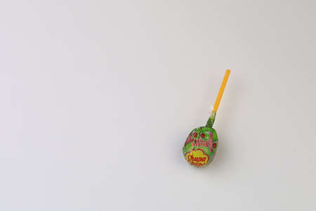 October 13, 2020 Balti Moldova Popular all over the world among young people and teenagers, Chupa Chups candy on a stick. Illustrative editorialのeditorial素材