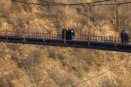December 6, 2020 Rezina, Moldova Rope jumping is an extreme type of recreation. Selective focus with blurred background.のeditorial素材