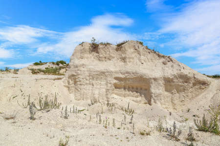 Limestone mountain in the wild. Beautiful landscape background with natural stone. The bottom of the ancient Sarmatian sea.の写真素材