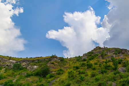 Wild hilly and rocky nature. Eastern european background with copy space for text or lettering
