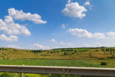 The hilly nature of Eastern Europe. Landscape background with copy space for text or lettering.の写真素材