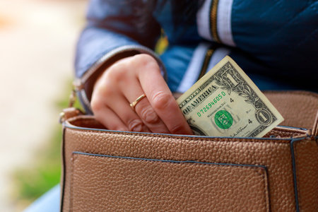 USA American dollar on blurred background with selective focus and copy space for text or lettering.の写真素材