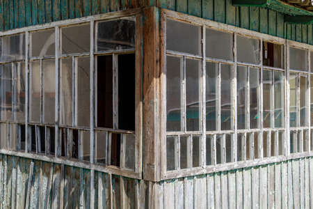 Element of an old retro vintage abandoned country house. Disappearing villages. Background with copy space for text or inscriptions.の写真素材