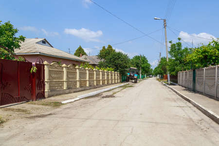 Streets of an urban-type settlement. Illustrative editorial. June 22, 2021 Biruintsa Moldova. Background with copy spaceのeditorial素材