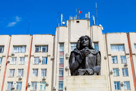 Monument to Dmitry Konstantinovich Cantemir. Illustrative editorial. Background with copy space for text or inscriptions. September 5, 2021 Cantemir Moldova.のeditorial素材