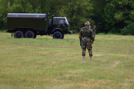 Soldiers of the national army. Demonstration military exercises. July 14, 2020 Balti Moldova. Illustrative editorialのeditorial素材