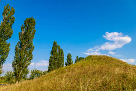 The hilly nature of Eastern Europe. Background with copy space for text or inscriptions, toned