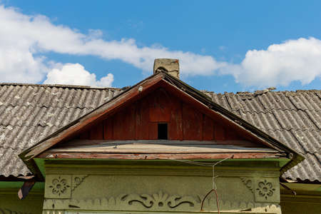 Element of an old retro vintage abandoned country house. Disappearing villages. Background with copy space for text or inscriptions.の写真素材