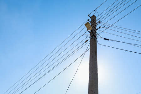 pole with lantern lighting. Background with copy space for text or inscriptions.の写真素材