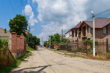 City street. Illustrative editorial. June 28, 2021 Otaci Moldova. Background with copy spaceのeditorial素材