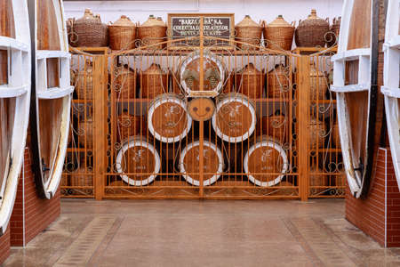 Cellar for aging elite alcohol. Illustrative editorial. October 1, 2021 Balti Moldova.のeditorial素材