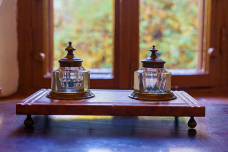 Authentic Moldovan interior of the 19th century in the house of the Alexandru Donici Museum. Illustrative editorial. October 20, 2021 Donici village, Moldova.のeditorial素材