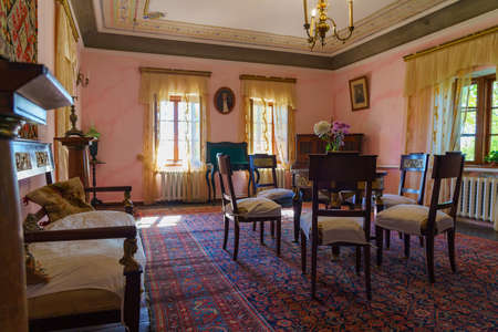 Authentic Moldovan interior of the 19th century in the house of the Alexandru Donici Museum. Illustrative editorial. October 20, 2021 Donici village, Moldova.のeditorial素材