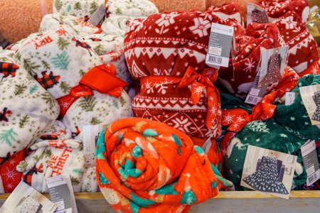 Decorative Christmas throws. Decor for the New Year. Background with copy space for text....