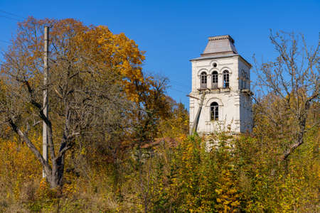 Antique retro vintage tower. Background with copy space for textの写真素材