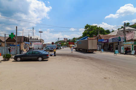 Central city bus station. Illustrative editorial. June 28, 2021 Otaci Moldova. Background