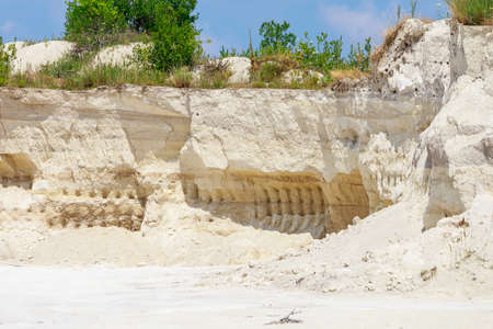 Limestone mountain in the wild. Beautiful landscape background with natural stone. The bottom of the ancient Sarmatian sea.の写真素材