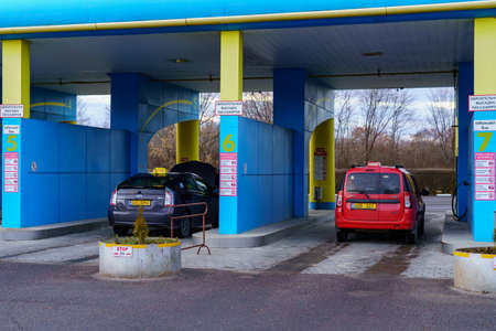 December 1, 2021 Balti, Moldova. Illustrative editorial. Specialized gas station for methane....