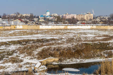 January 19, 2021 Balti or Beltsy, Moldova Abstract religious background with church crosses. The main symbol of the Christian faith in the world.のeditorial素材