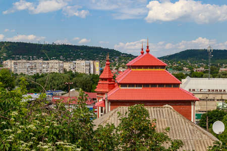 General view of the city. Illustrative editorial. June 28, 2021 Otaci Moldova. Background with copy spaceのeditorial素材