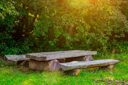 Benches as an element of urban architecture in public places of the city. Background with copy space for text or inscriptions.の写真素材