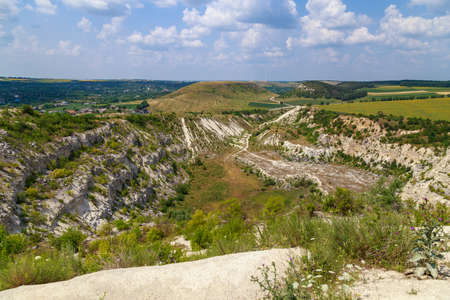 An old limestone mining site. Natural stone. Background with copy space for text