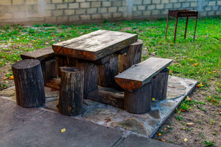 Benches as an element of urban architecture in public places of the city. Background with copy space...