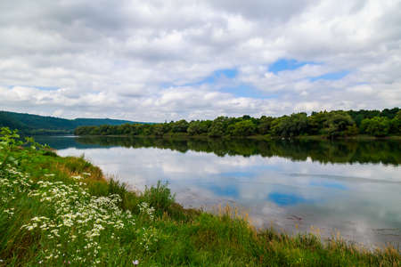 Wide river. Eastern european background with copy space for text or lettering. Ideal for fishing and...