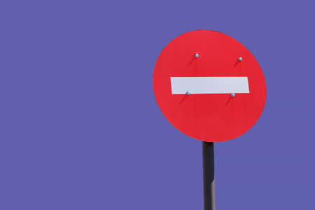 Road sign entry is prohibited. Background with copy space for textの写真素材