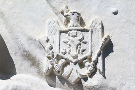 Coat of arms of the Republic of Moldova. Background with copy space for textの写真素材