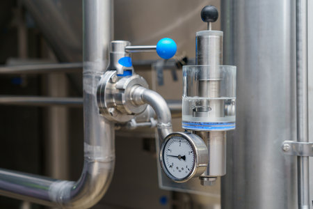 A device for measuring pressure in a brewery during the brewing process. Background with selective...