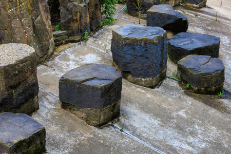 Artificial imitation of mountain nature. Background with selective focus and copy spaceの写真素材