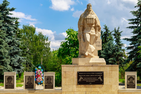 June 12, 2021 Soroca Moldova, a monument to the victims of the war in Afghanistan. For editorial illustrative use.のeditorial素材