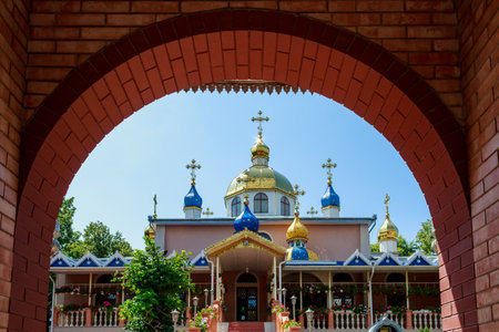 August 10, 2021, Ungheni Moldova. The monastery is a local landmark. For editorial use. Backgroundのeditorial素材