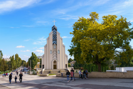 October 3, 2021 Balti Moldova City street. Illustrative editorial. Recognizable tourist view of the city. Background with copy space for textのeditorial素材
