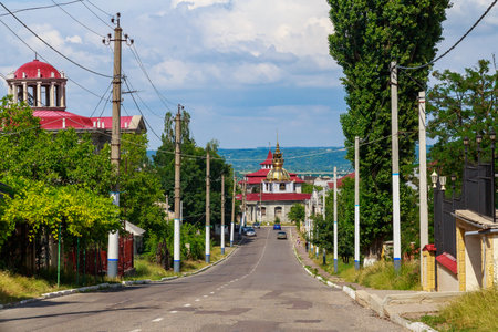 July 4, 2021 Soroca Moldova, road in the elite area of the gypsy mountain, local attraction. For editorial use. Backgroundのeditorial素材