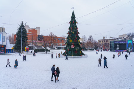 December 24, 2021 Balti Moldova City street. Illustrative editorial. Recognizable tourist view of the city. Background with copy space for textのeditorial素材