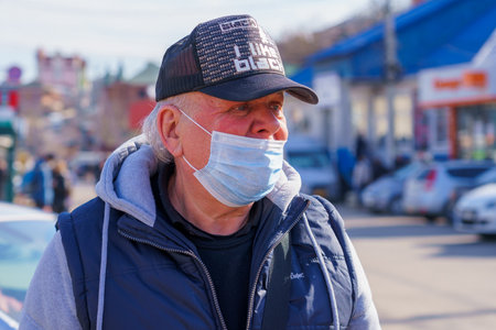 February 25, 2022 Otachi Moldova. A refugee from Ukraine gives an interview at the...