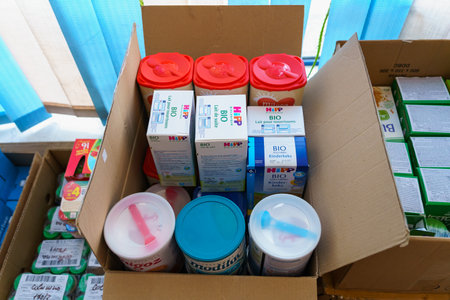 Humanitarian aid collection center for refugees from Ukraine. March 28, 2022 Balti Moldova. For illustrative editorial useのeditorial素材