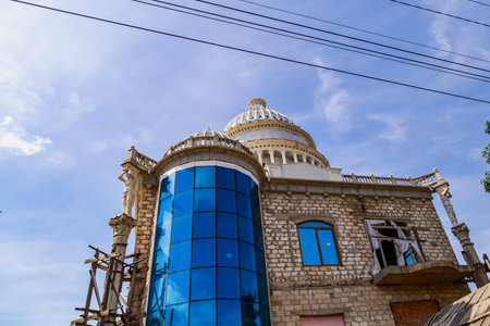 Soroca, Moldova July 4, 2021 district of the Gypsy mountain, luxurious houses of wealthy gypsies....