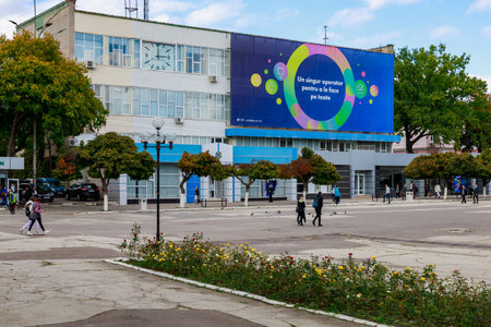 September 28, 2021 Balti Moldova City street. Illustrative editorial. Recognizable tourist view of the city. Background with copy space for textのeditorial素材