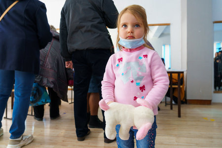 Refugees from Ukraine in the center of humanitarian aid. March 28, 2022 Balti Moldova. For illustrative editorial useのeditorial素材