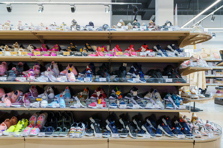 Shoe department for children. Illustrative editorial. April 13, 2022 Balti Moldovaのeditorial素材