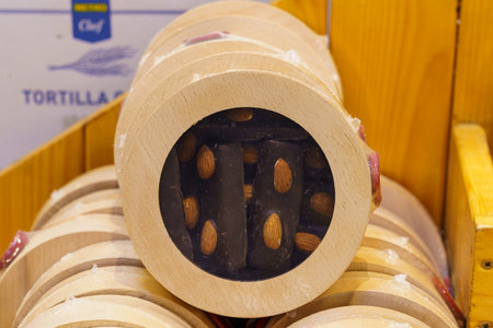 Chocolates with nuts on the store shelf. Illustrative editorial. February 24, 2022 Balti Moldovaのeditorial素材