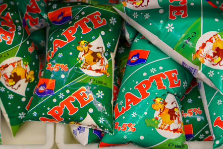 Milk in packages, socially significant goods. January 26, 2022 Beltsy Moldova.